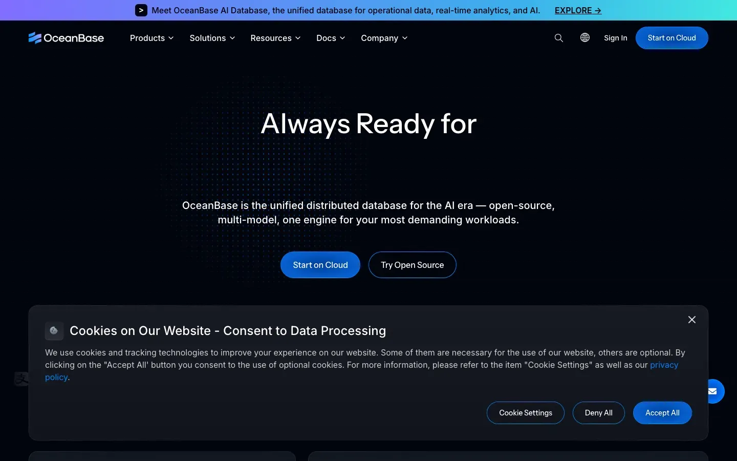 Homepage of OceanBase