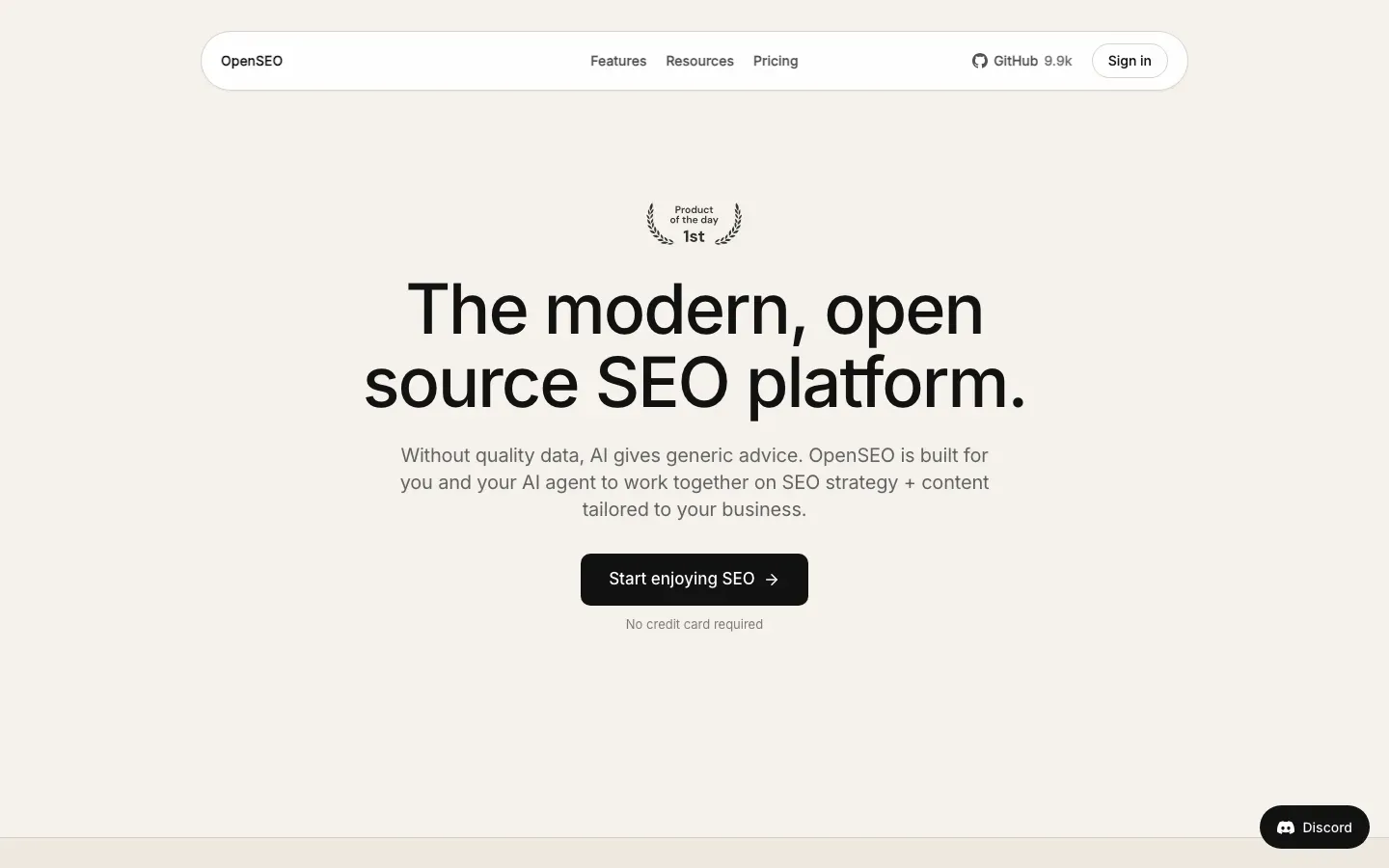 Homepage of OpenSEO