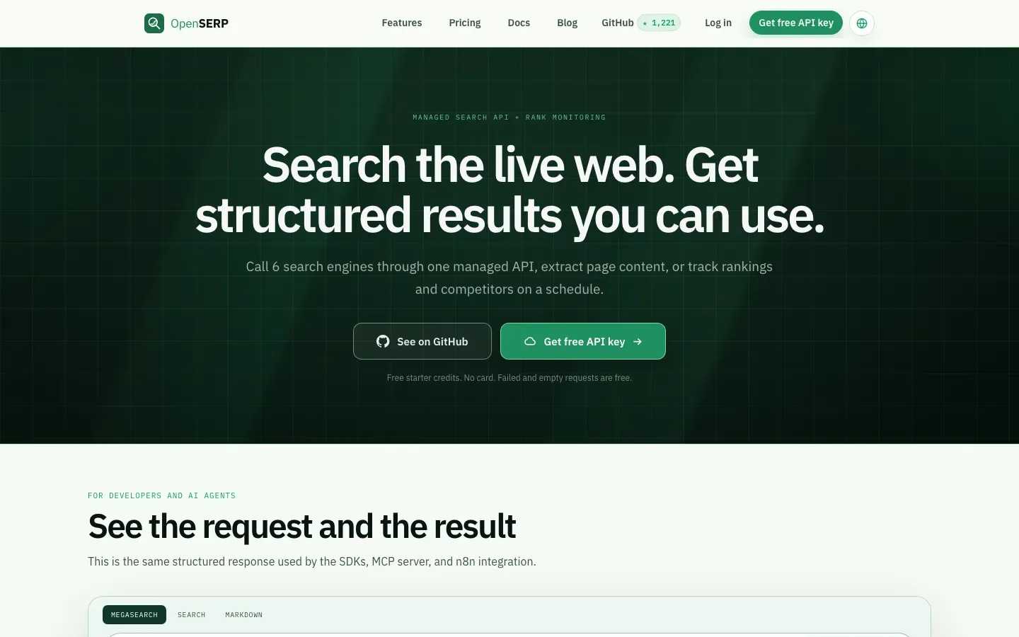 Homepage of OpenSERP