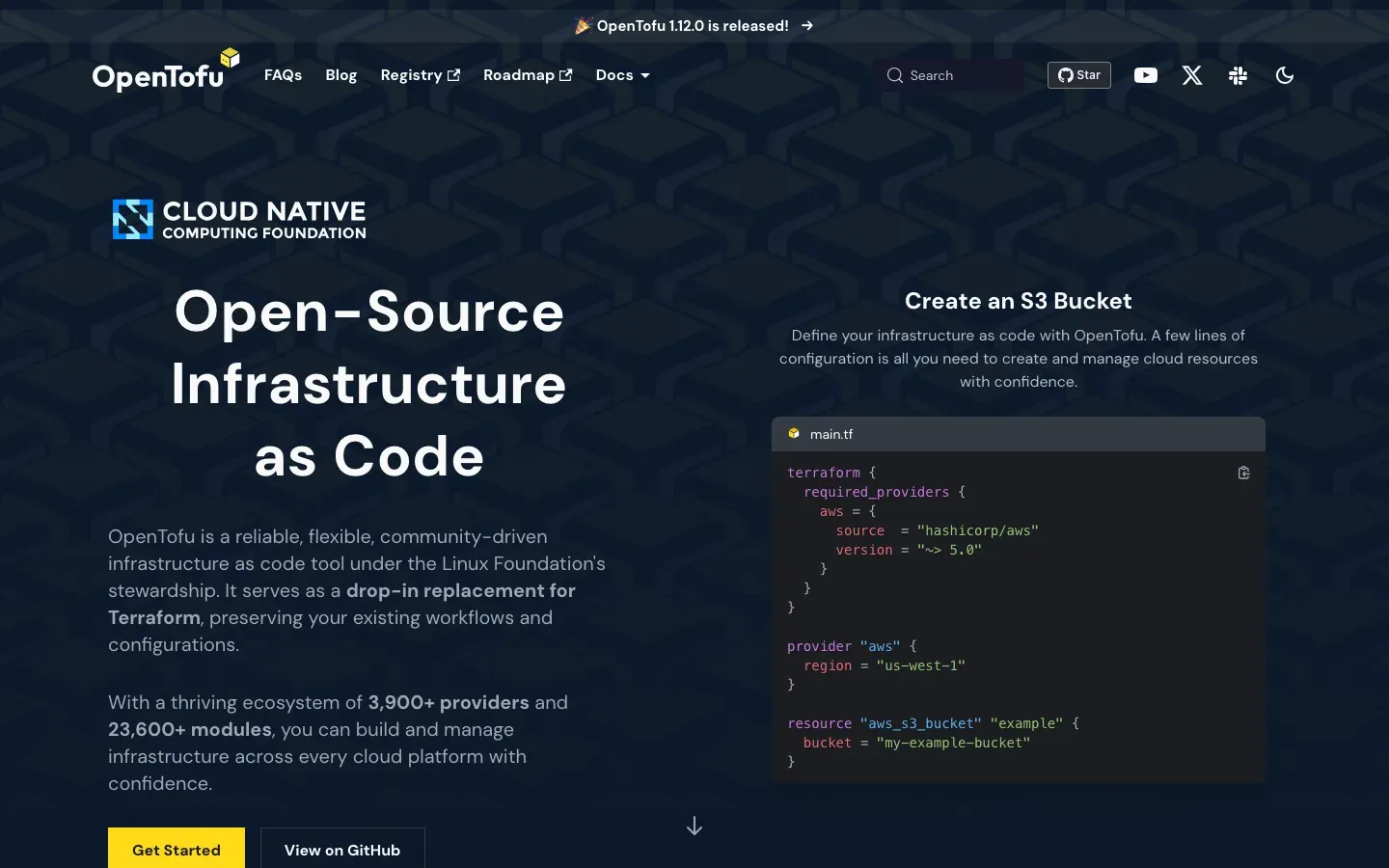 Homepage of OpenTofu