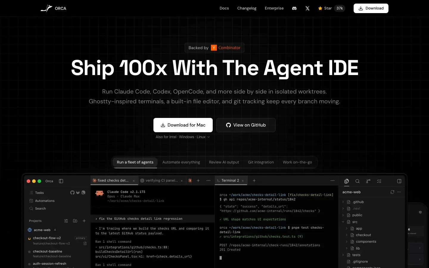 Homepage of Orca