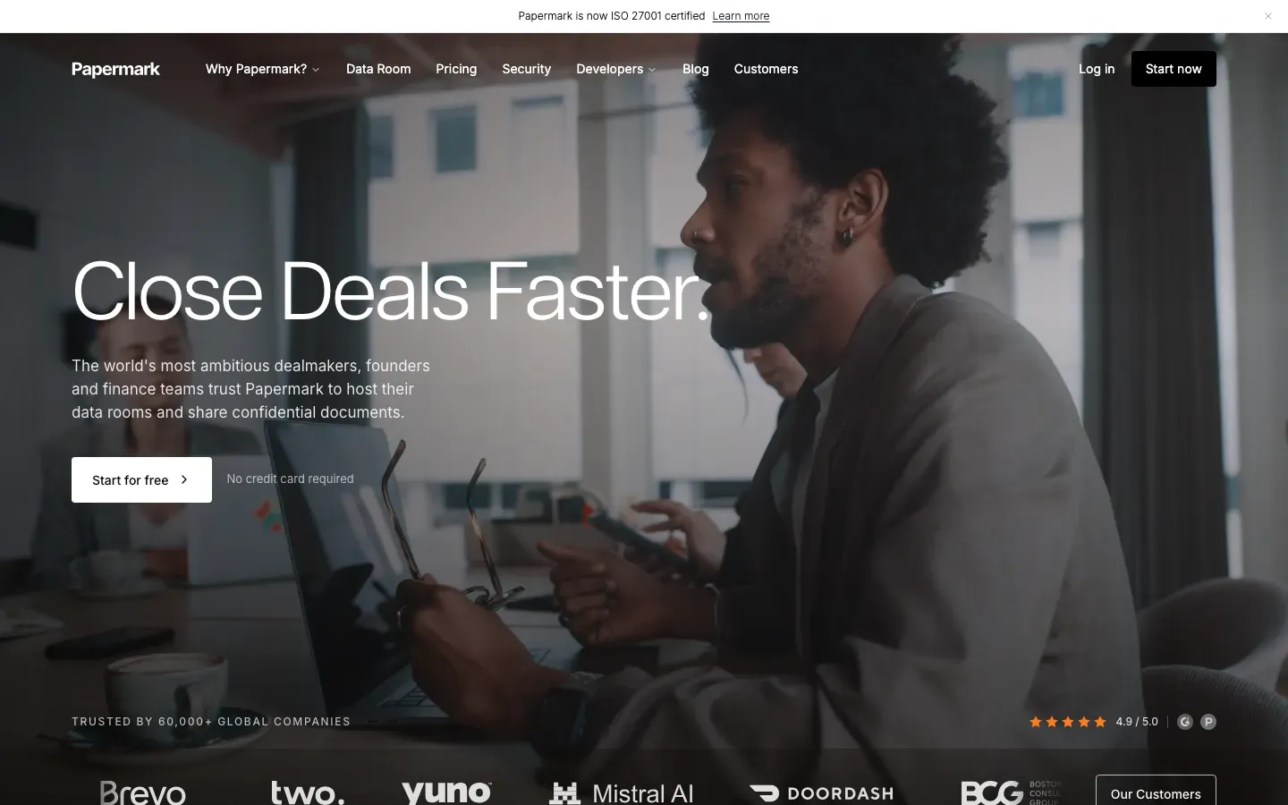 Homepage of Papermark