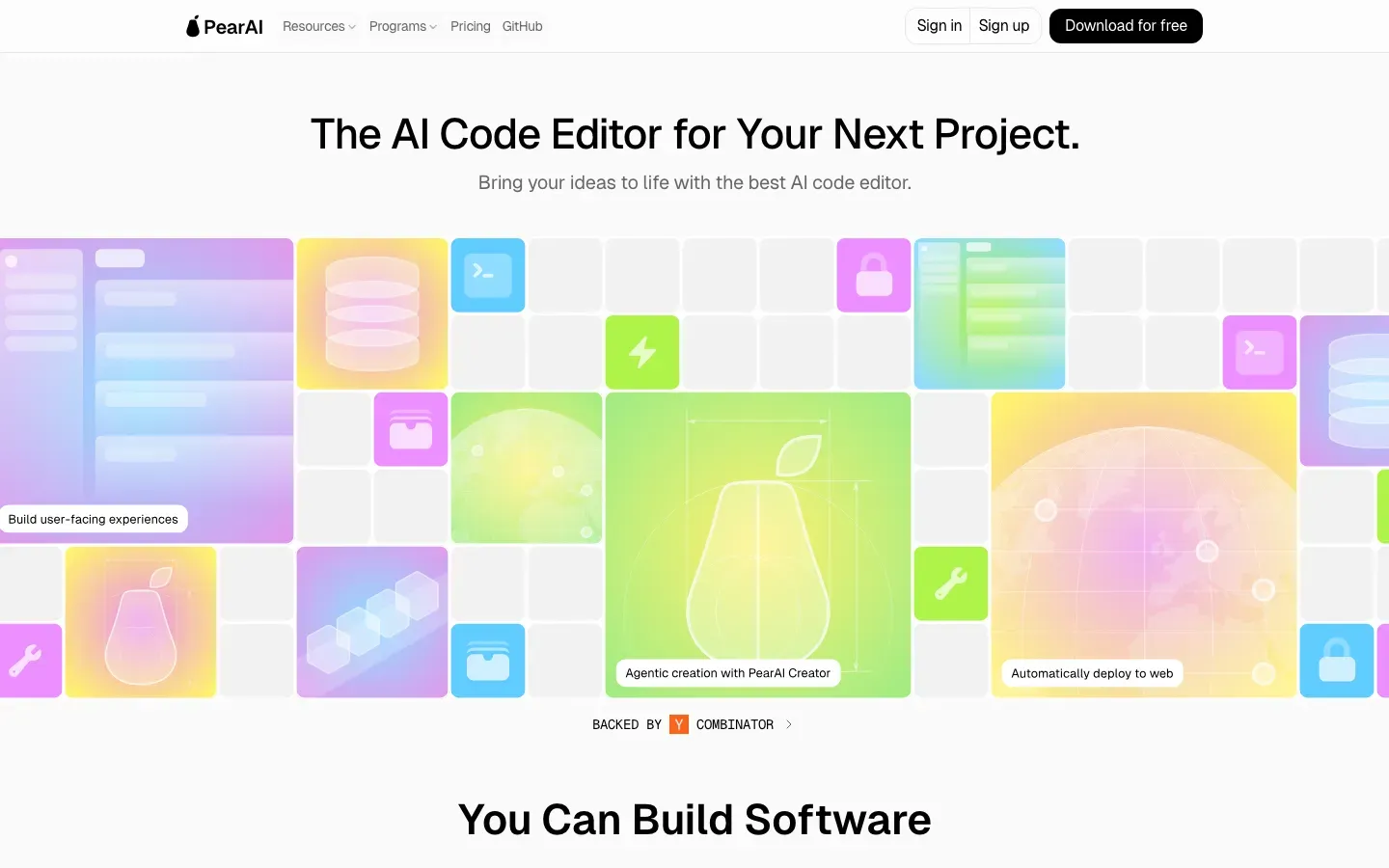 Homepage of PearAI
