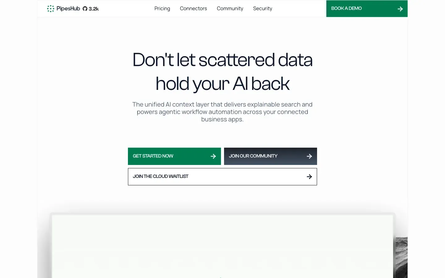 Homepage of PipesHub