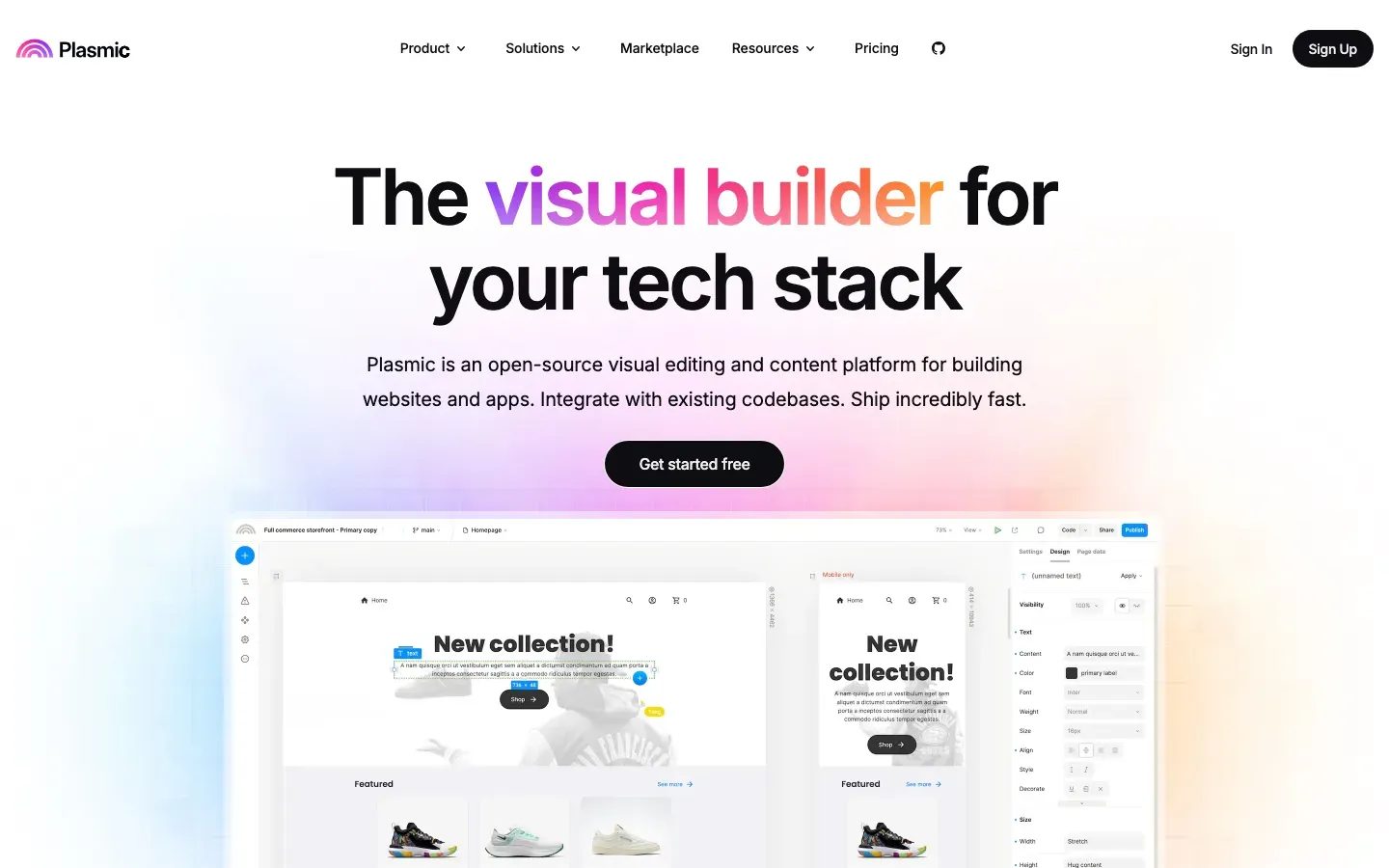 Homepage of Plasmic