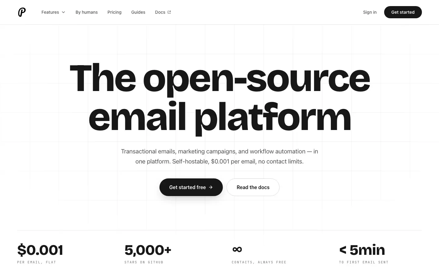 Homepage of Plunk