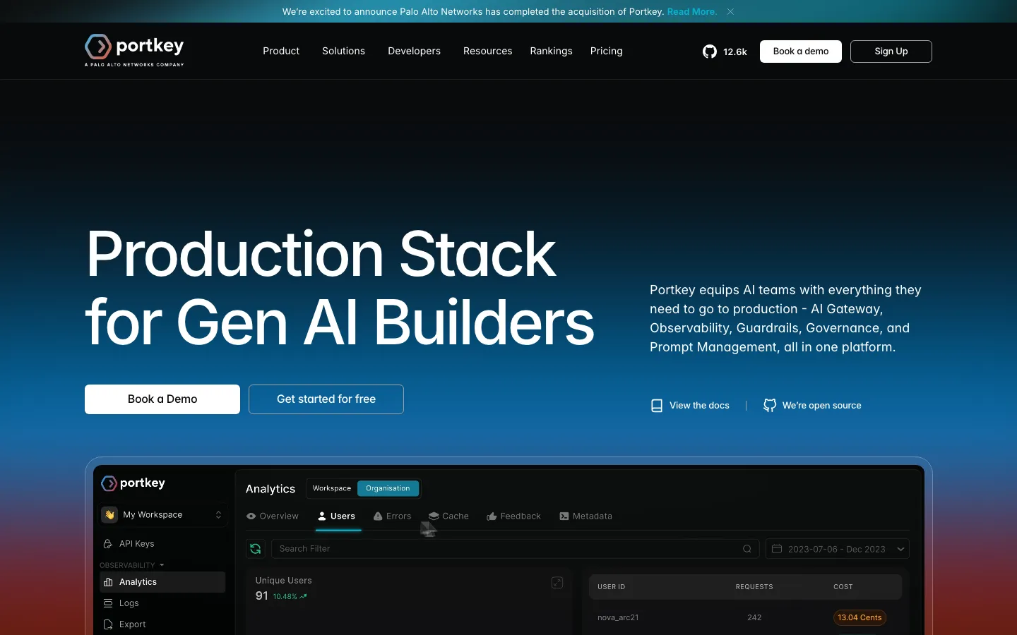 Homepage of Portkey