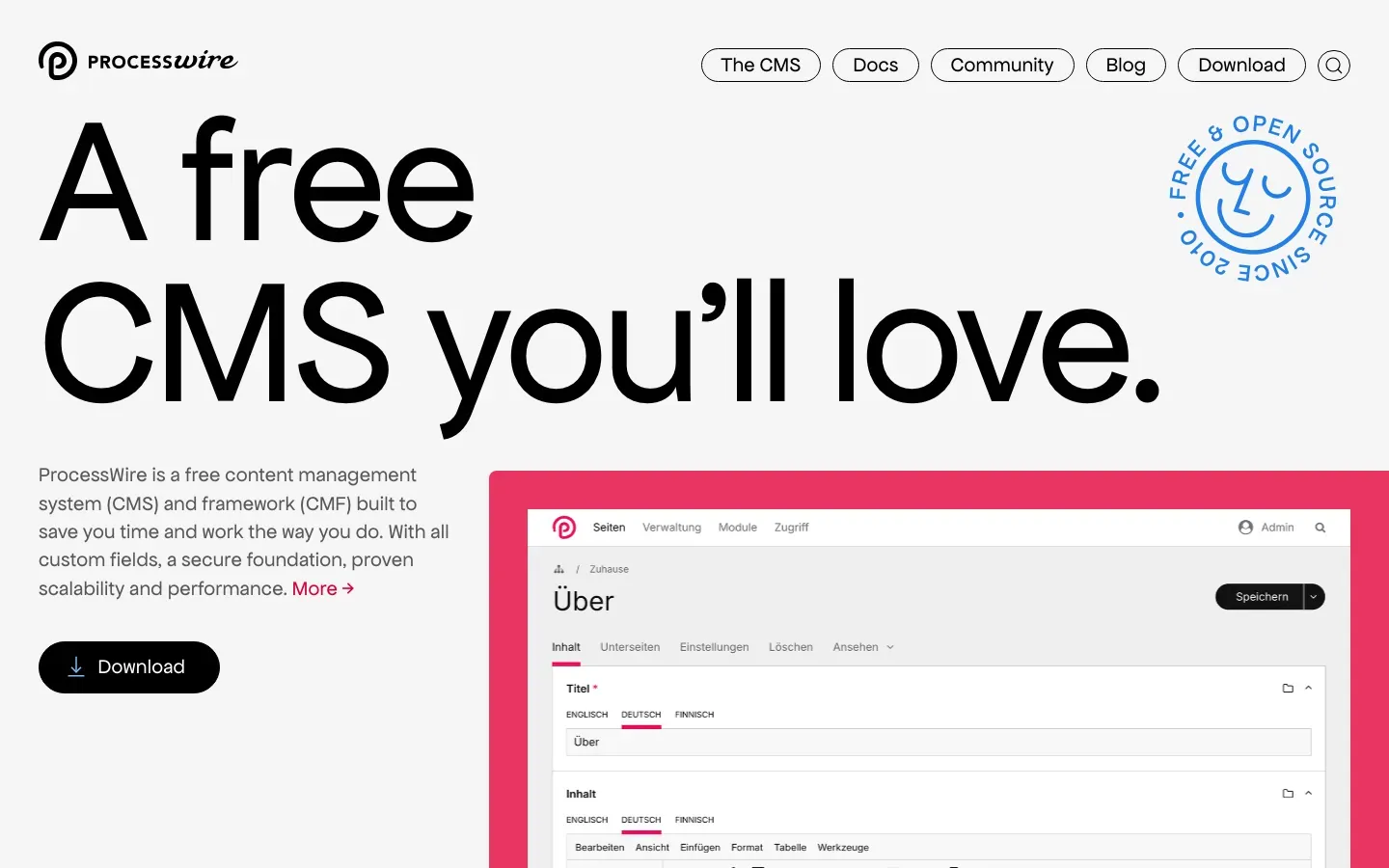 Homepage of ProcessWire
