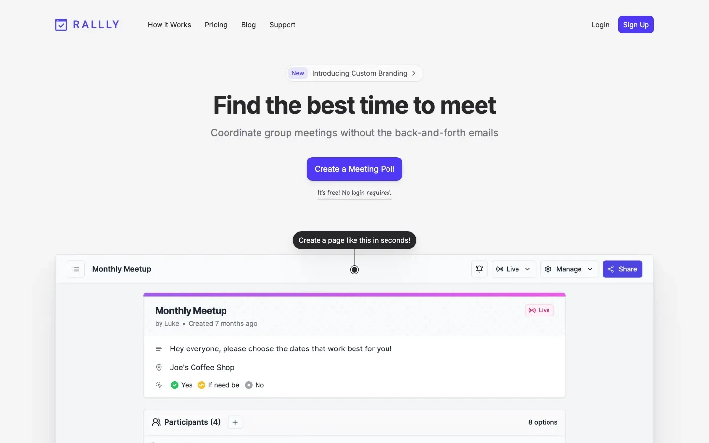 Homepage of Rallly