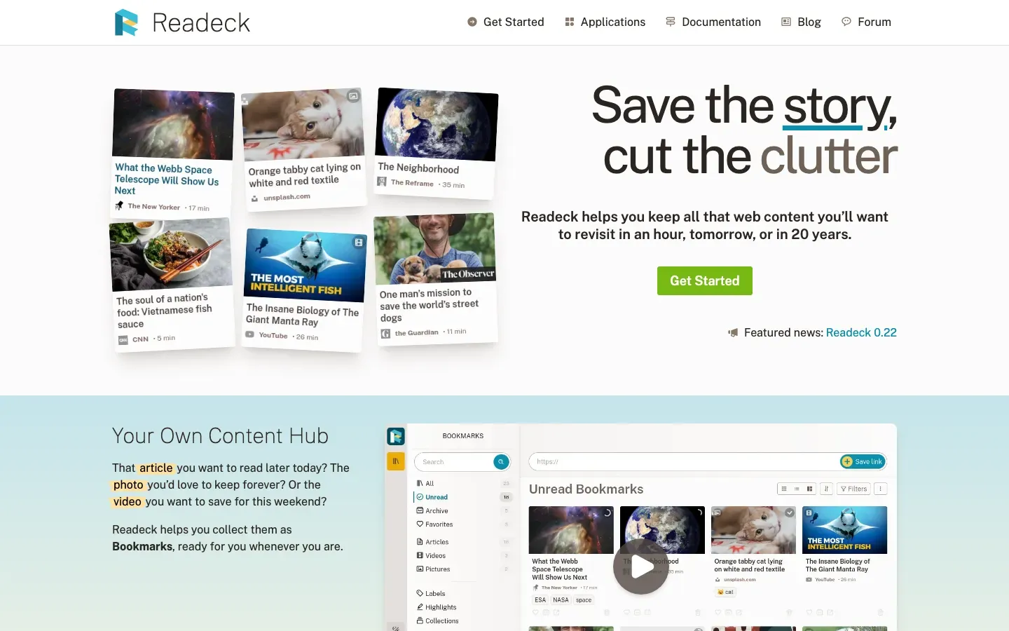 Homepage of Readeck