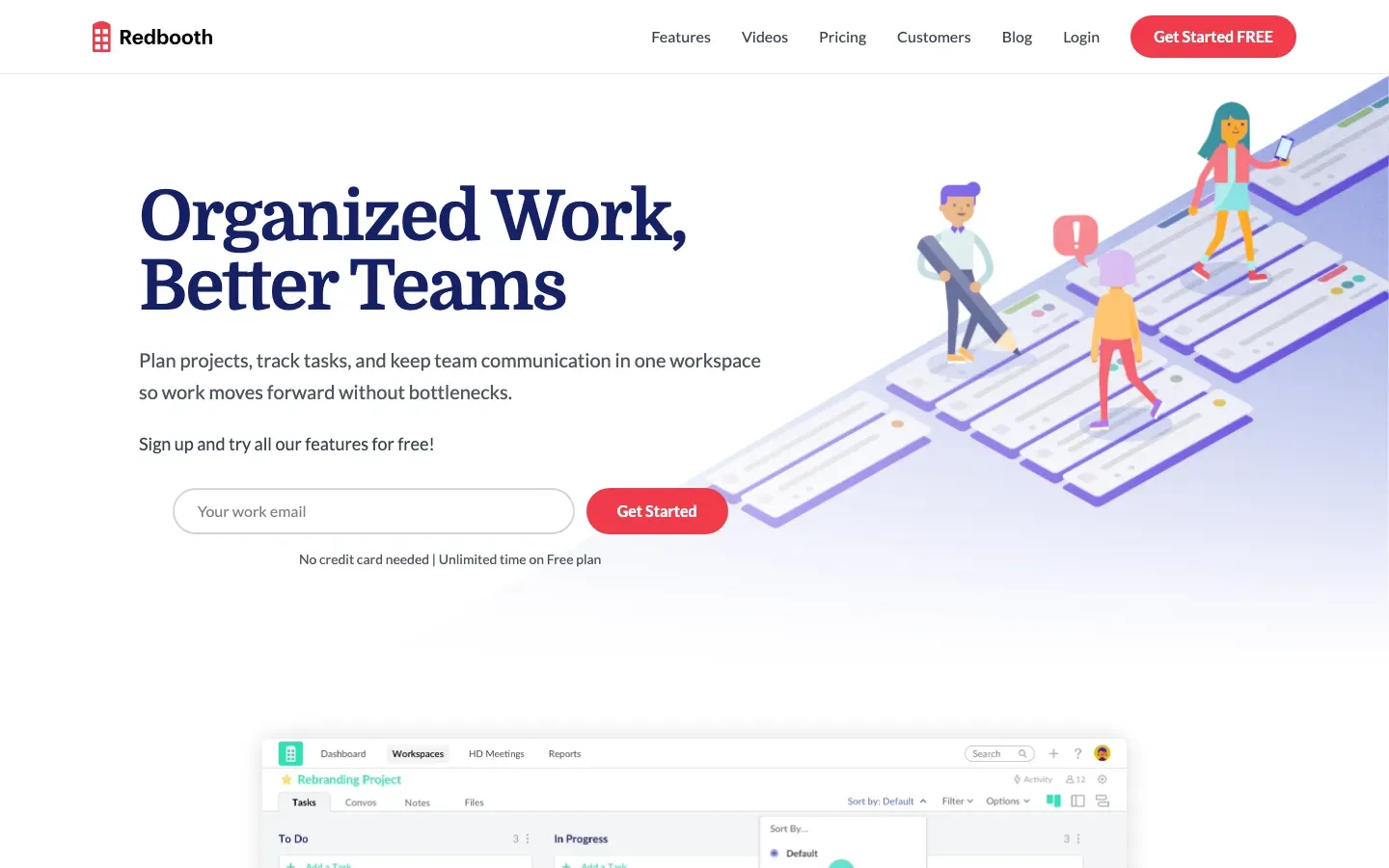 Homepage of Redbooth