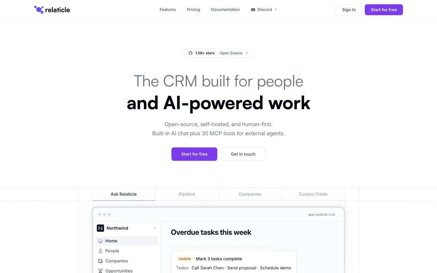 Homepage of Relaticle