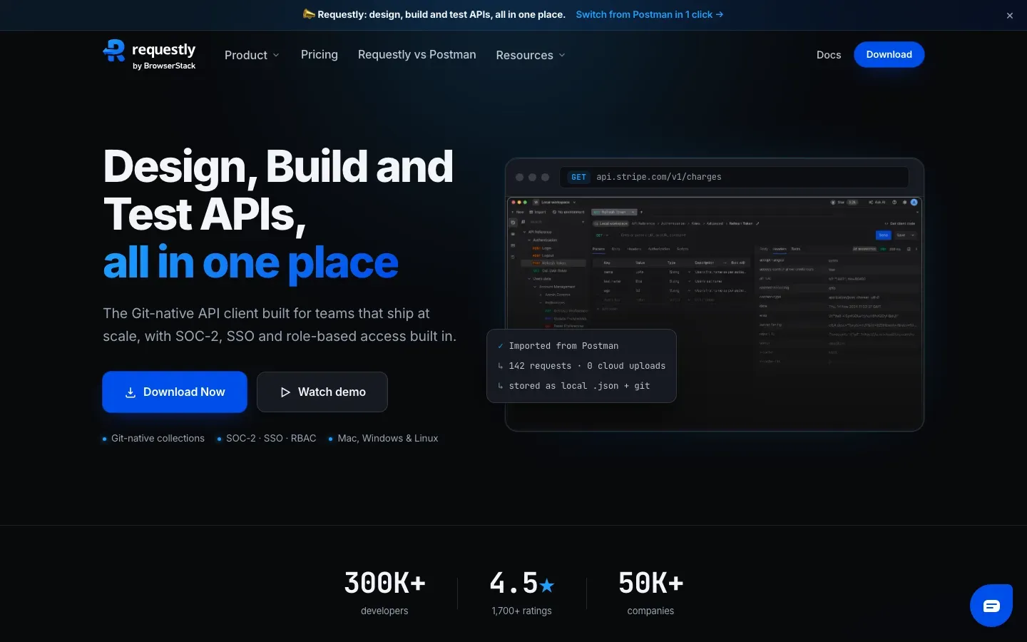 Homepage of Requestly