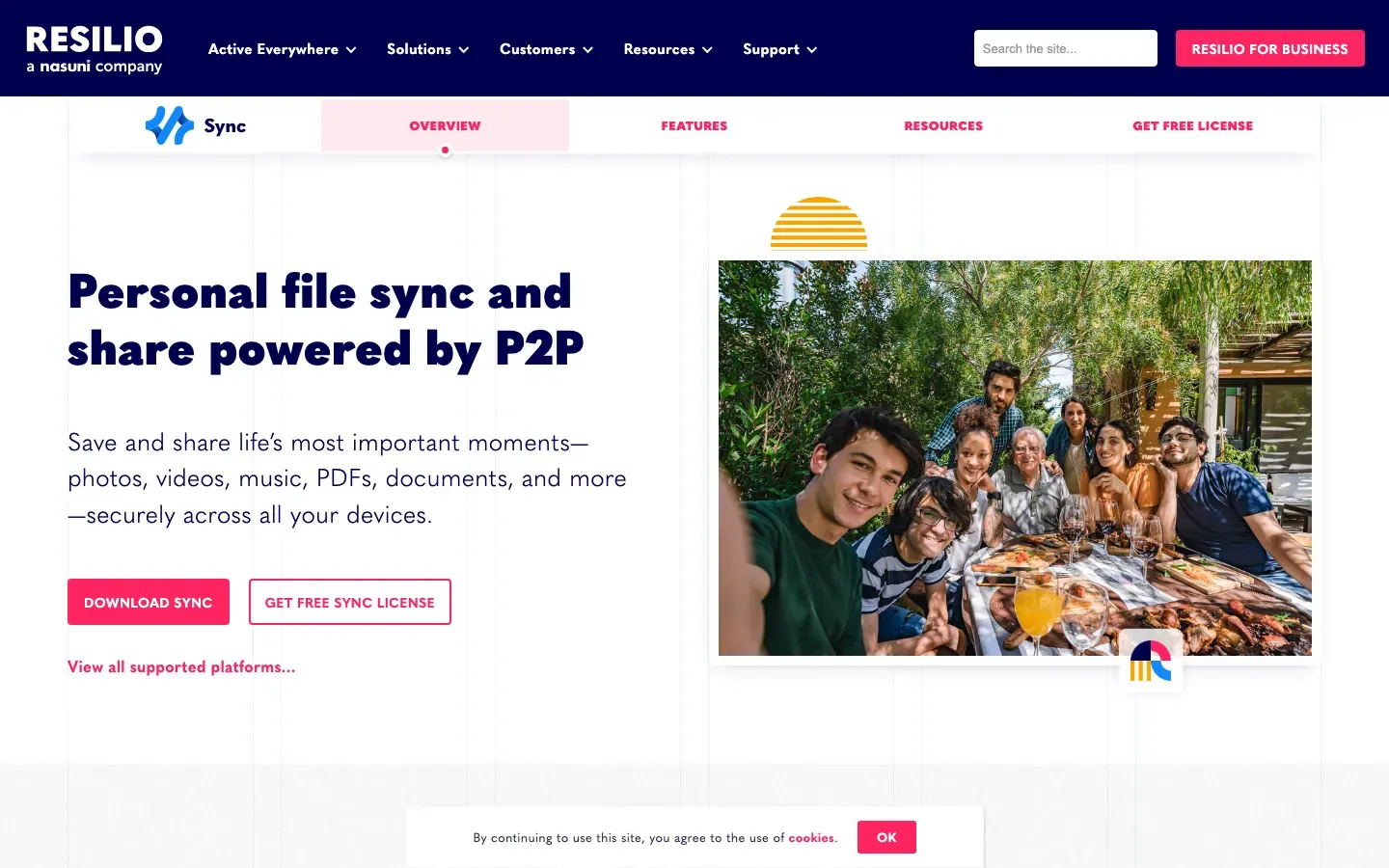 Homepage of Resilio Sync