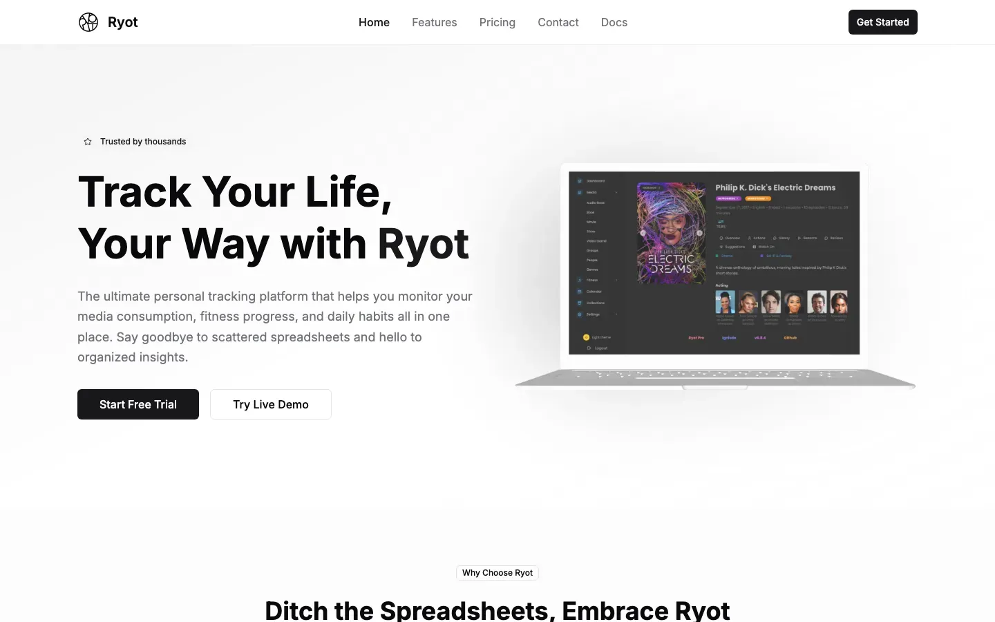 Homepage of Ryot