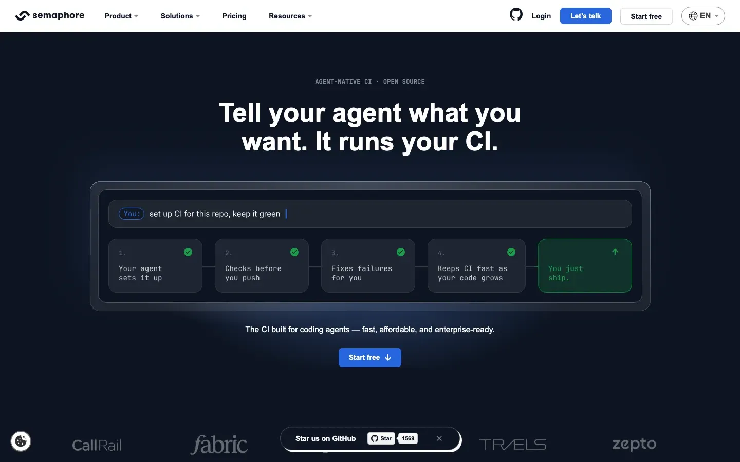 Homepage of Semaphore