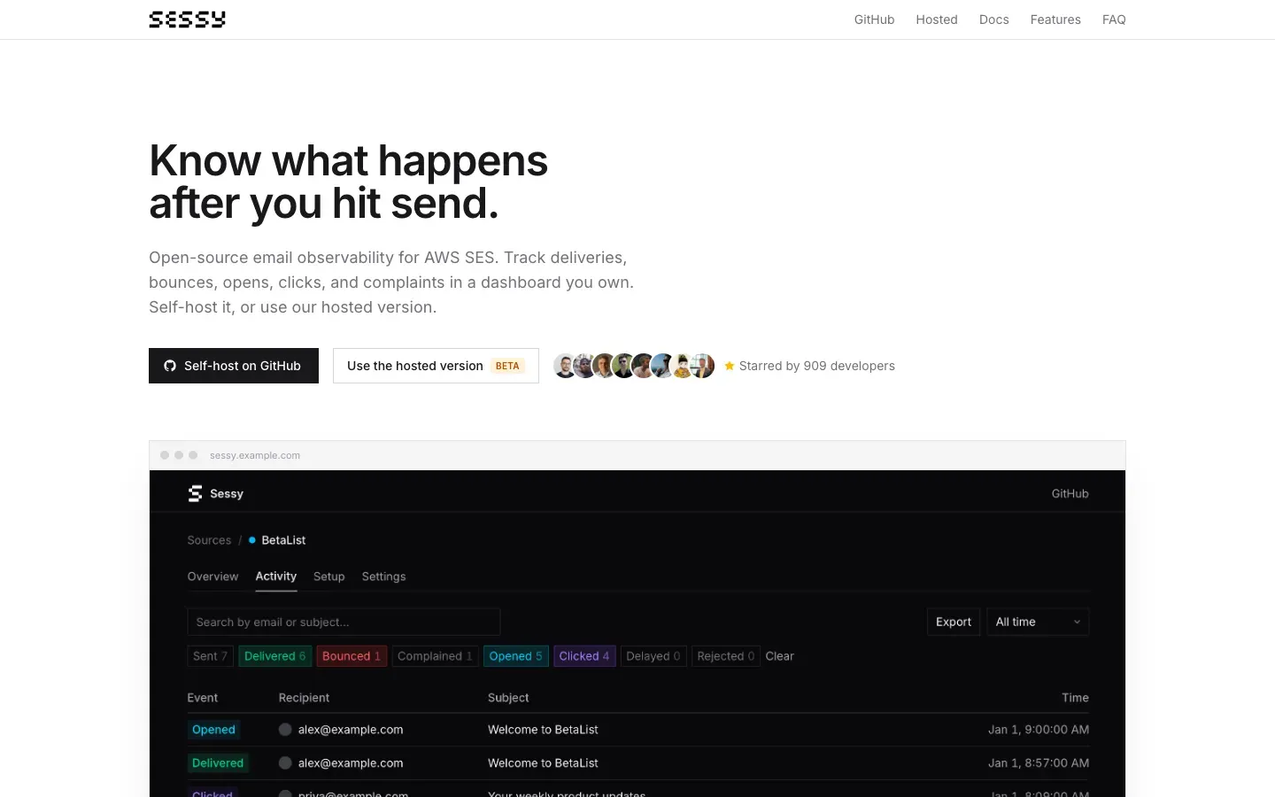Homepage of Sessy