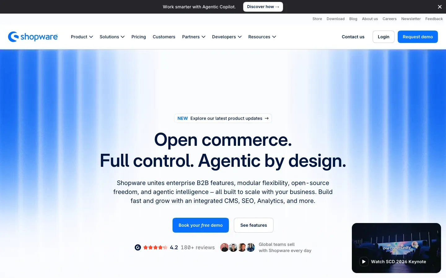 Homepage of Shopware