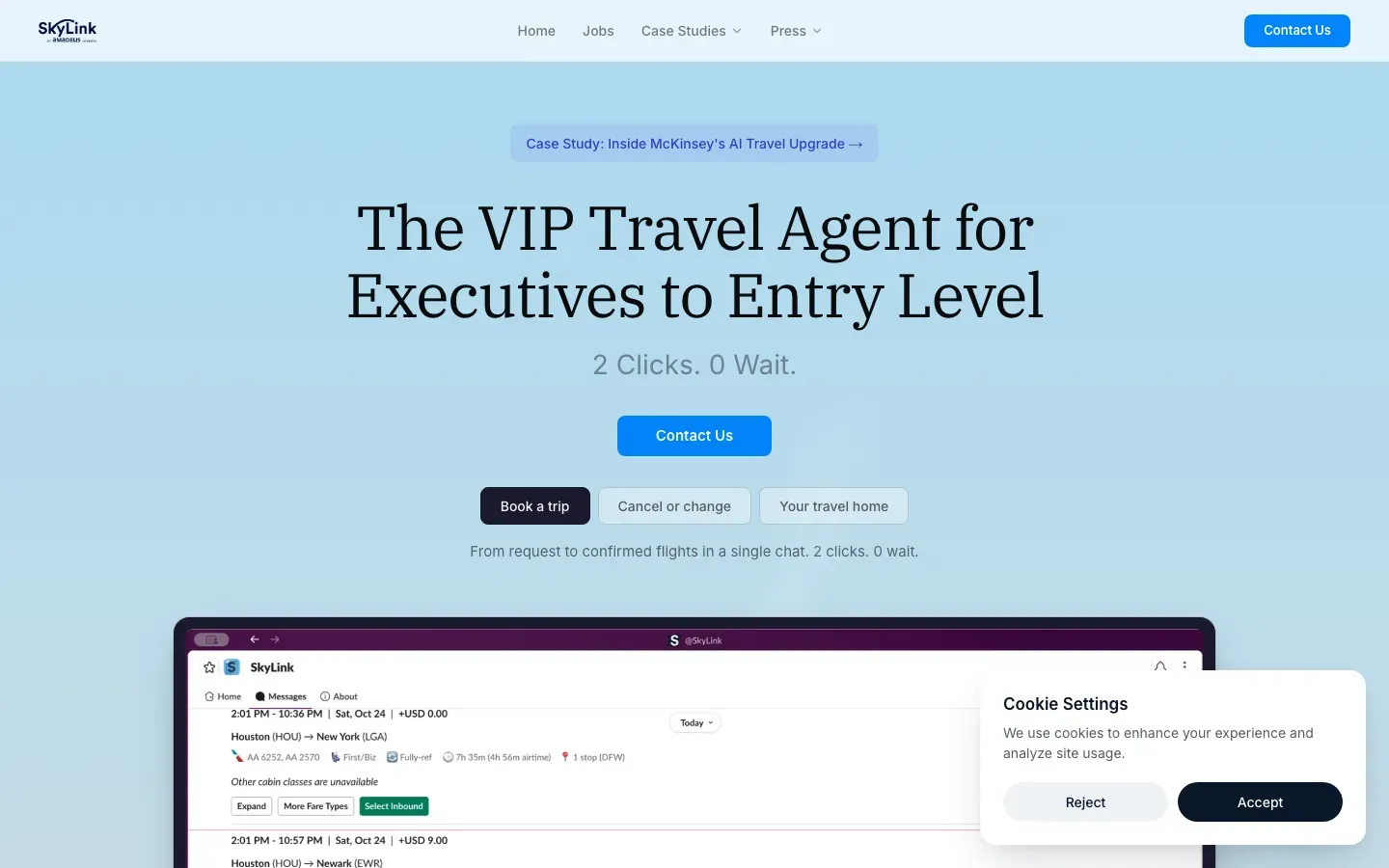 Homepage of SkyLink