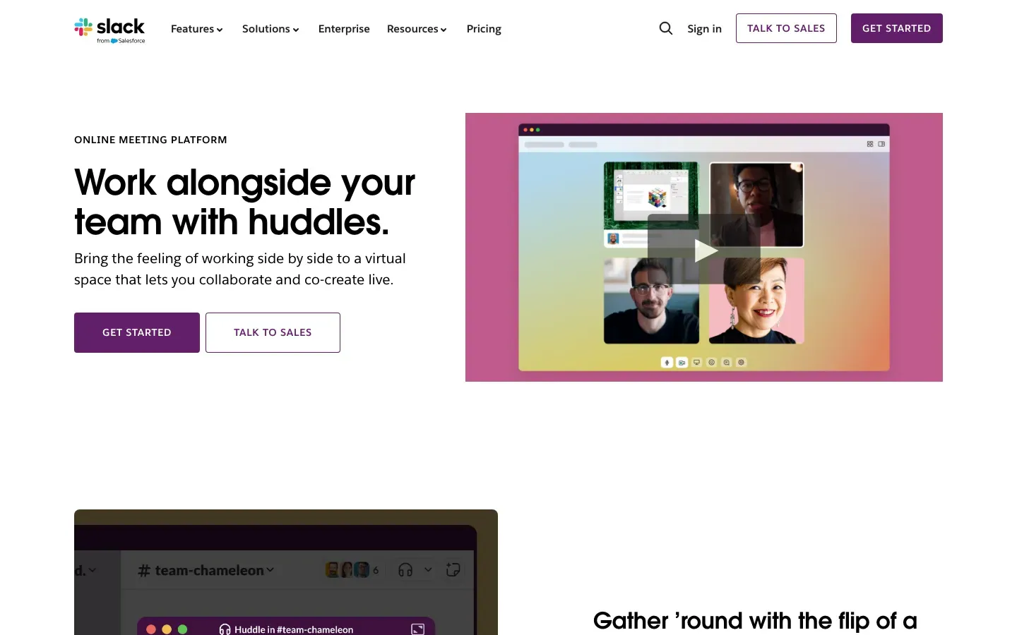 Homepage of Slack