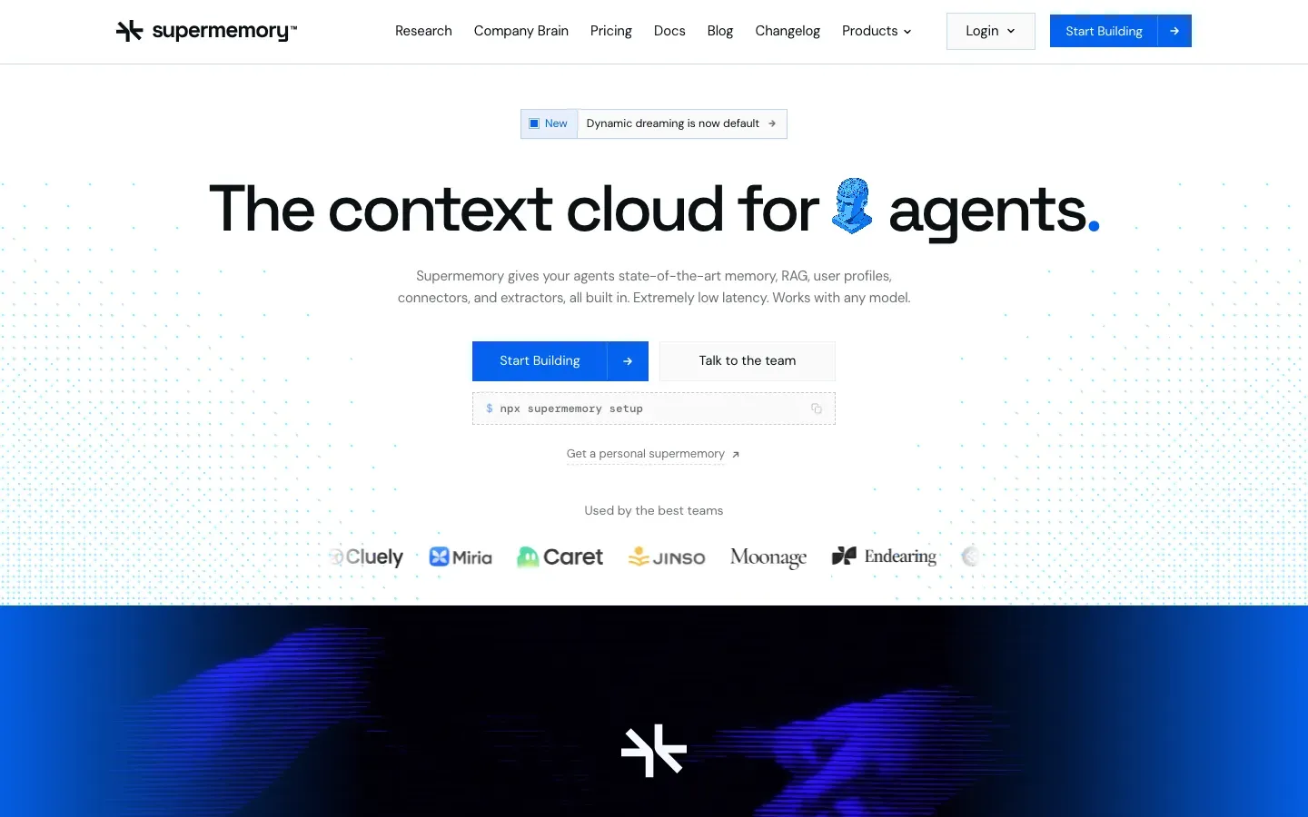 Homepage of Supermemory