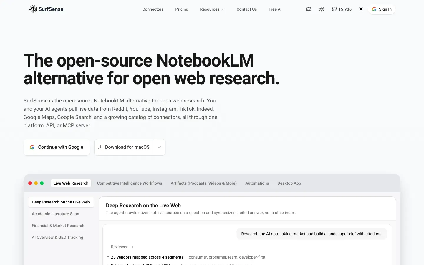 Homepage of SurfSense