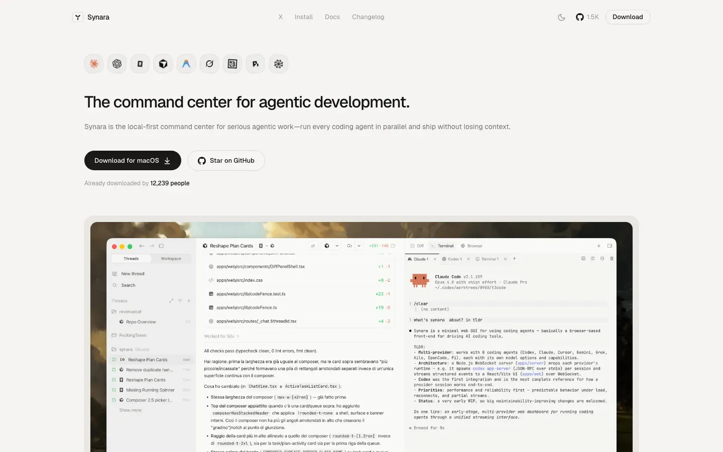 Homepage of Synara