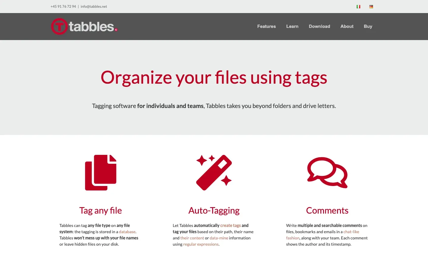 Homepage of Tabbles