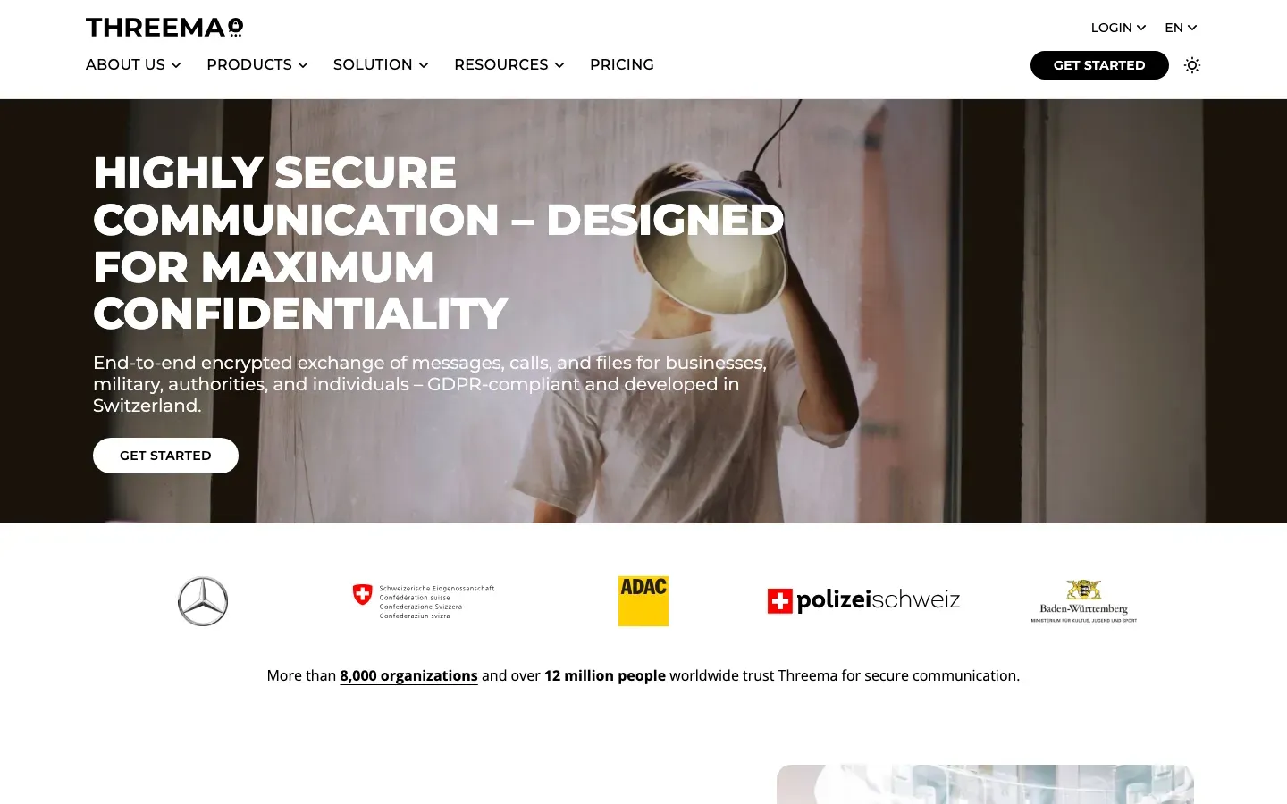 Homepage of Threema
