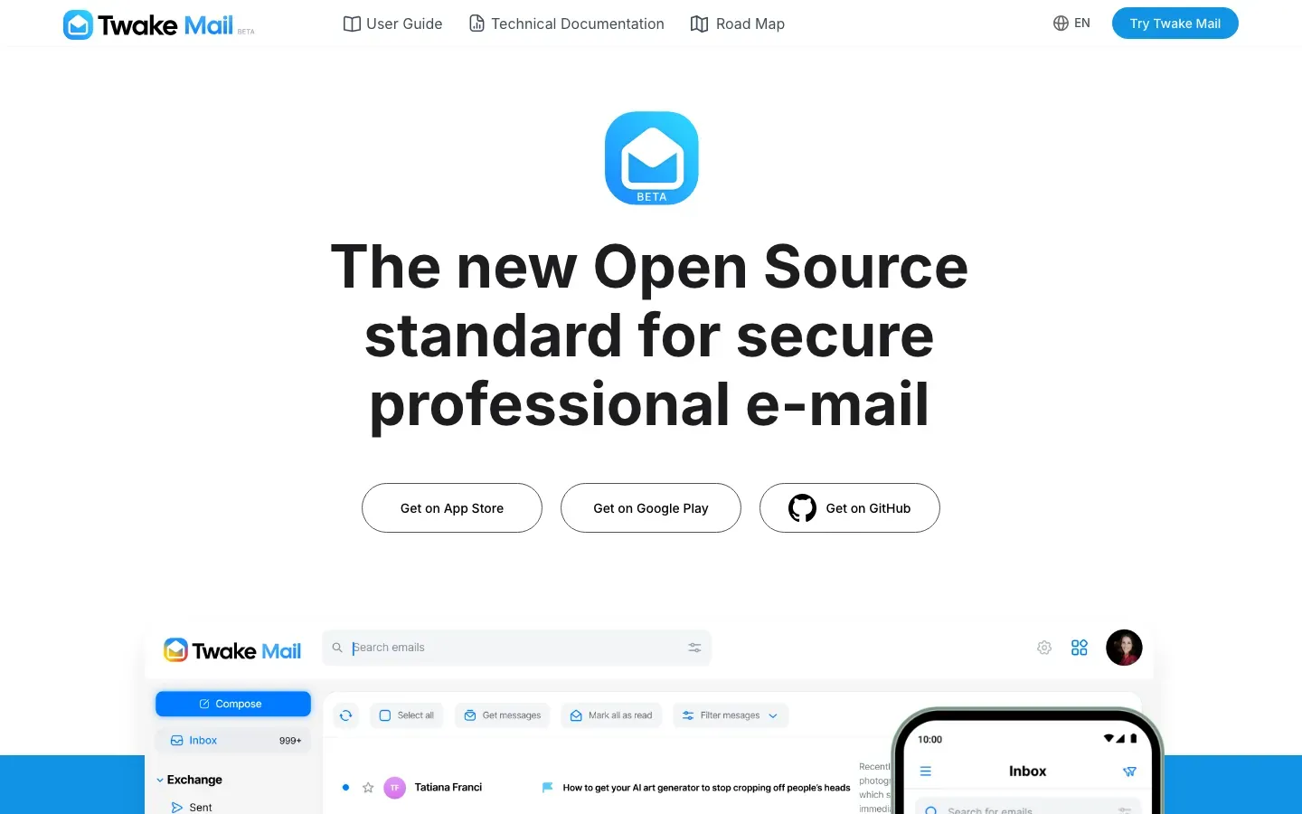 Homepage of Twake Mail