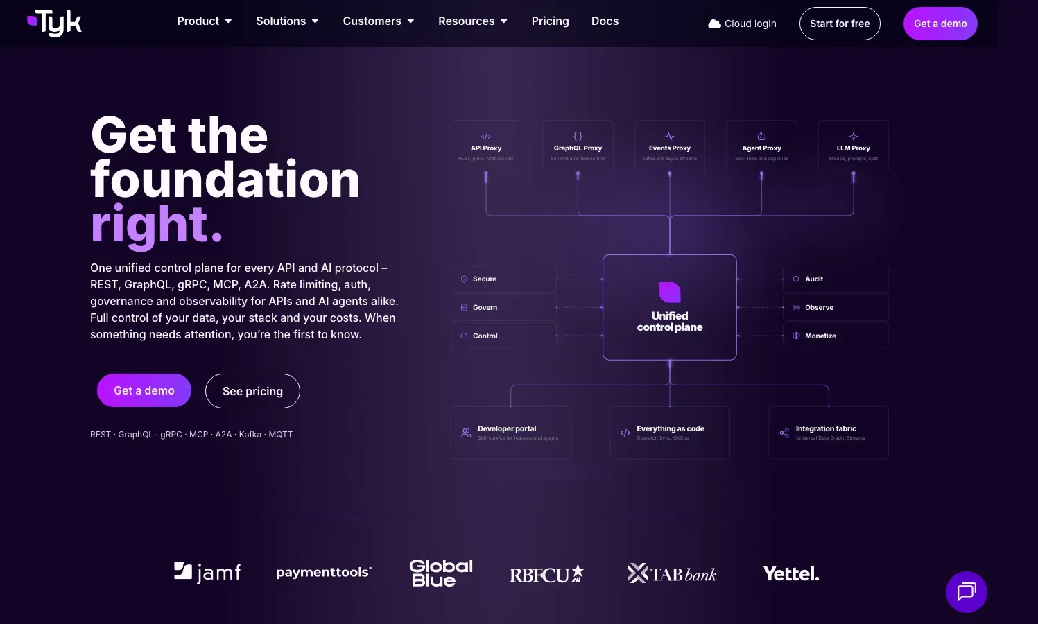 Homepage of Tyk