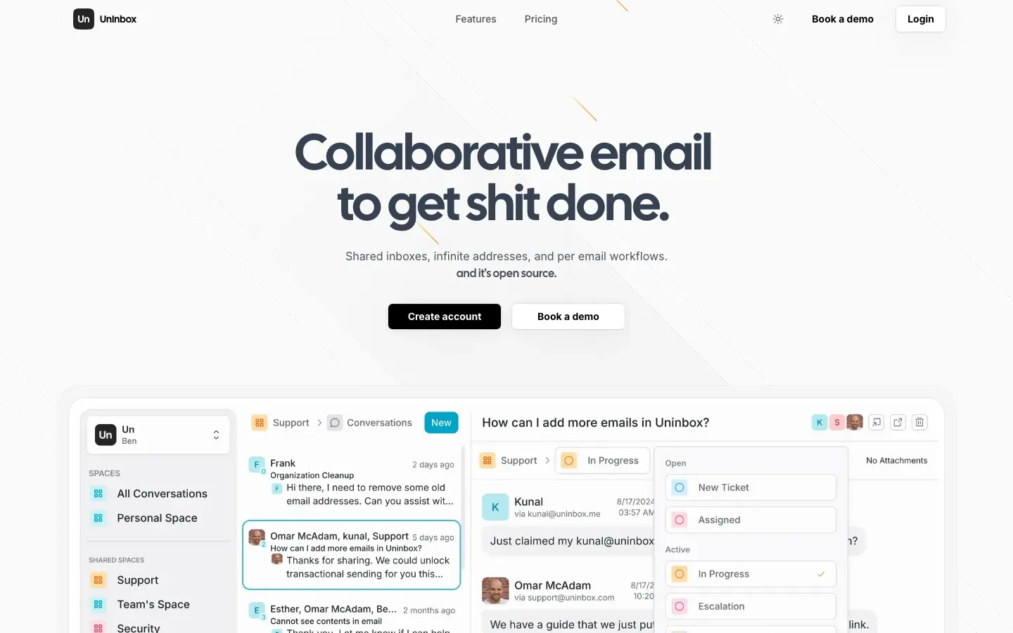 Homepage of UnInbox