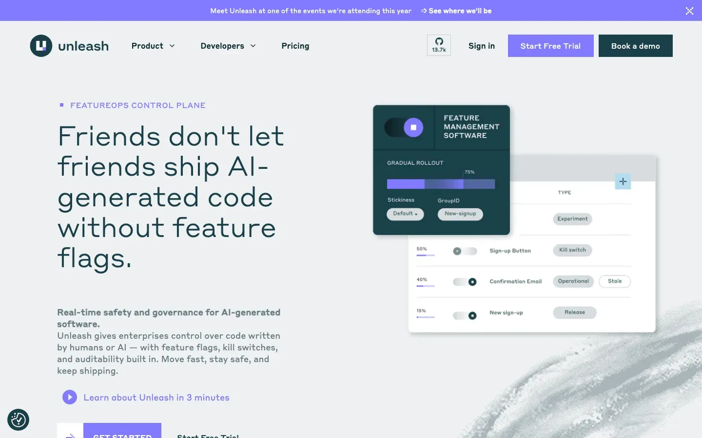 Homepage of Unleash