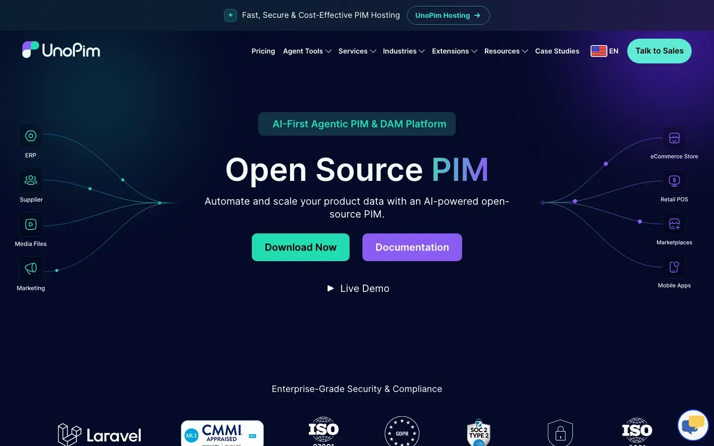 Homepage of UnoPim
