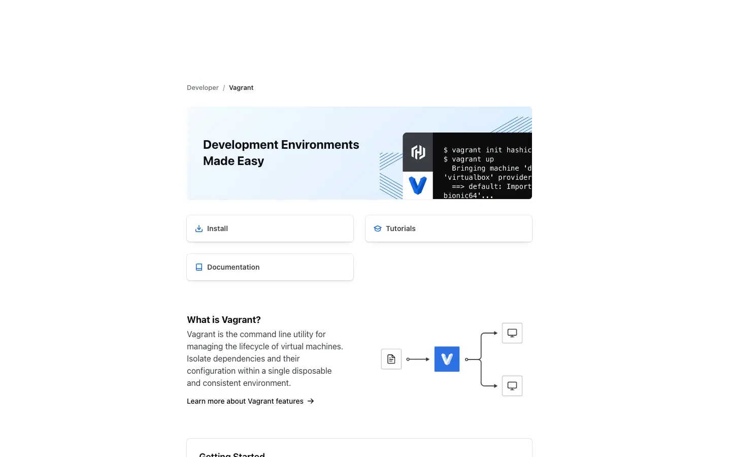 Homepage of Vagrant
