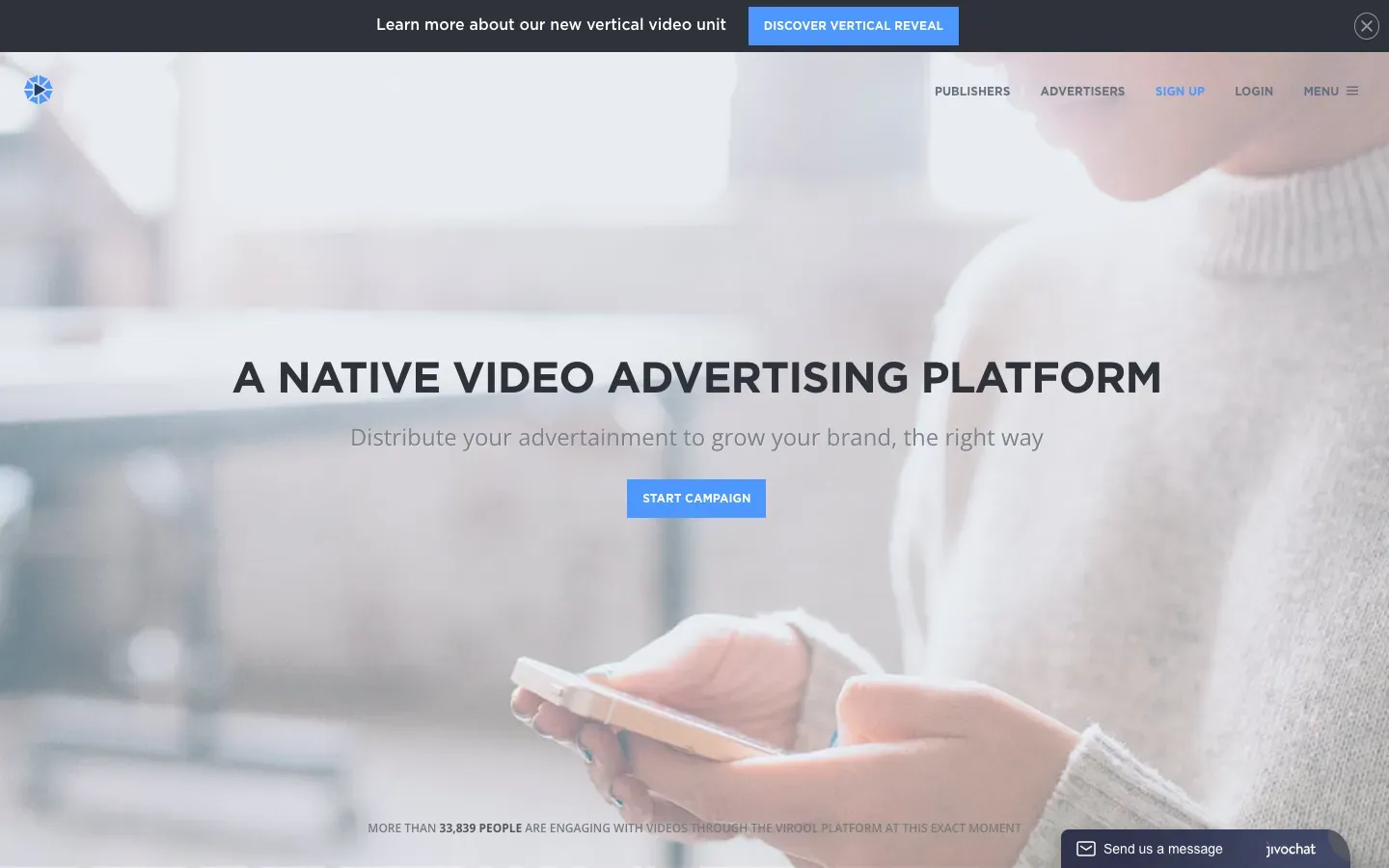 Homepage of Virool