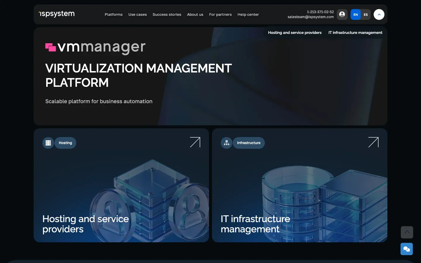 Homepage of VMmanager