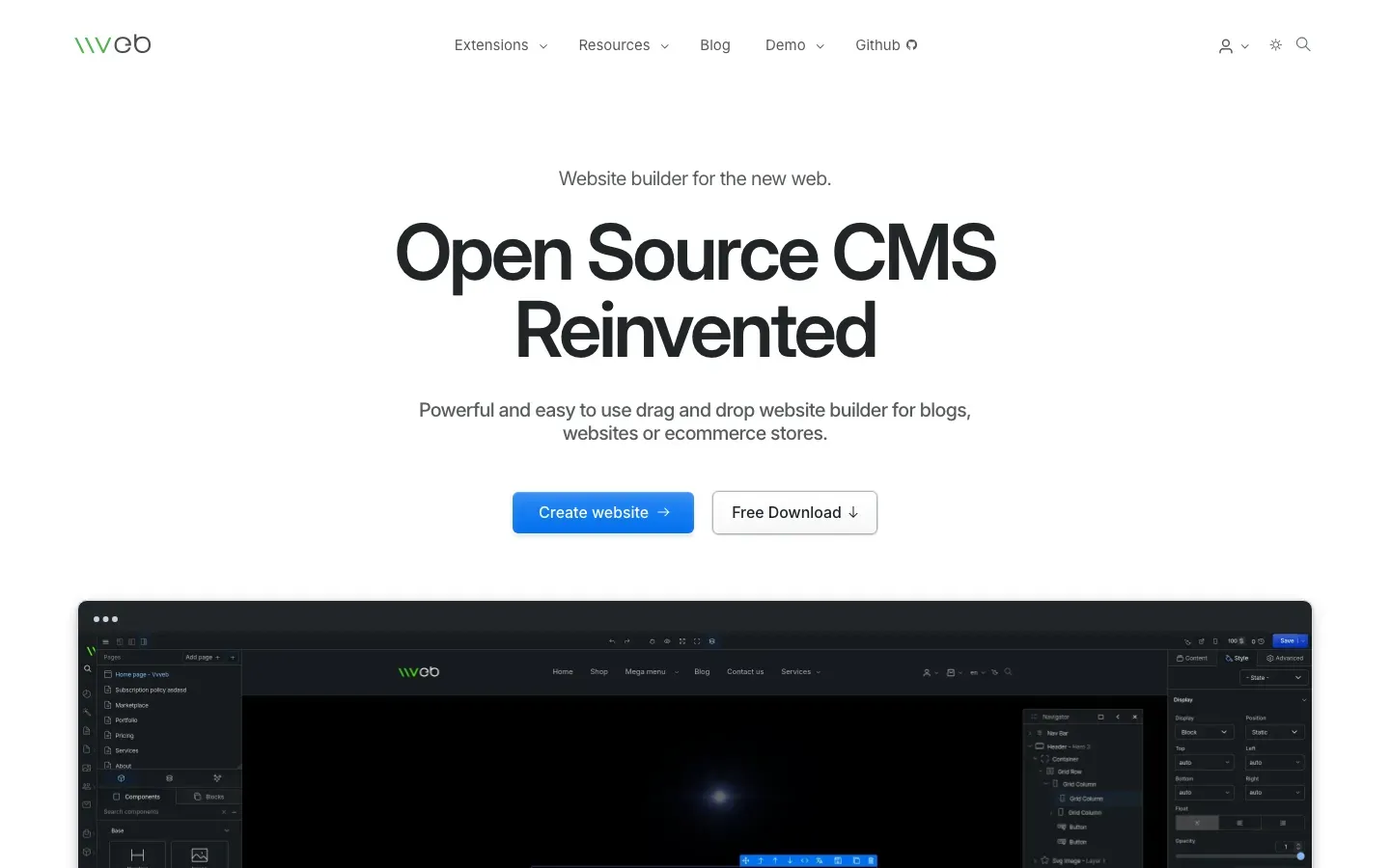 Homepage of Vvveb