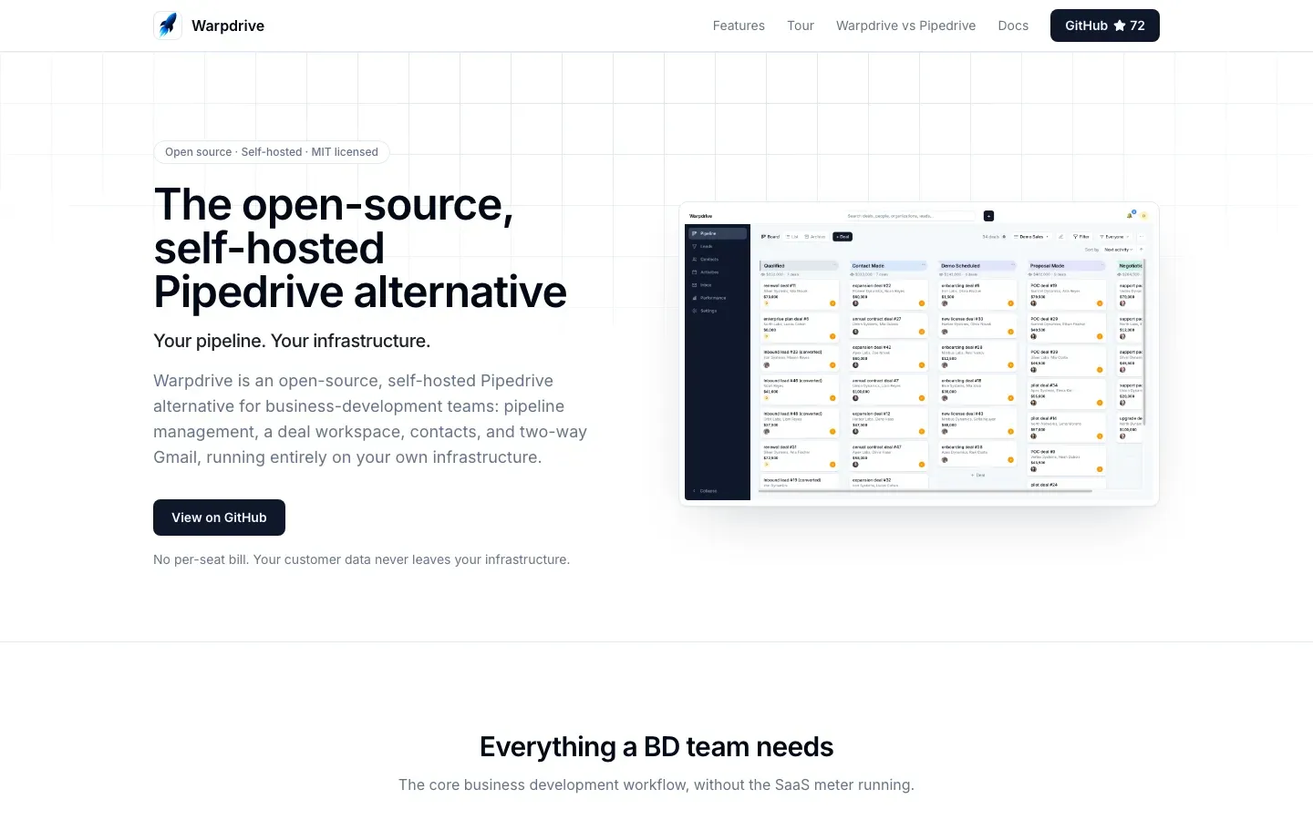 Homepage of Warpdrive