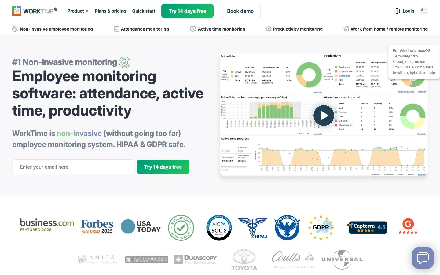 Homepage of WorkTime