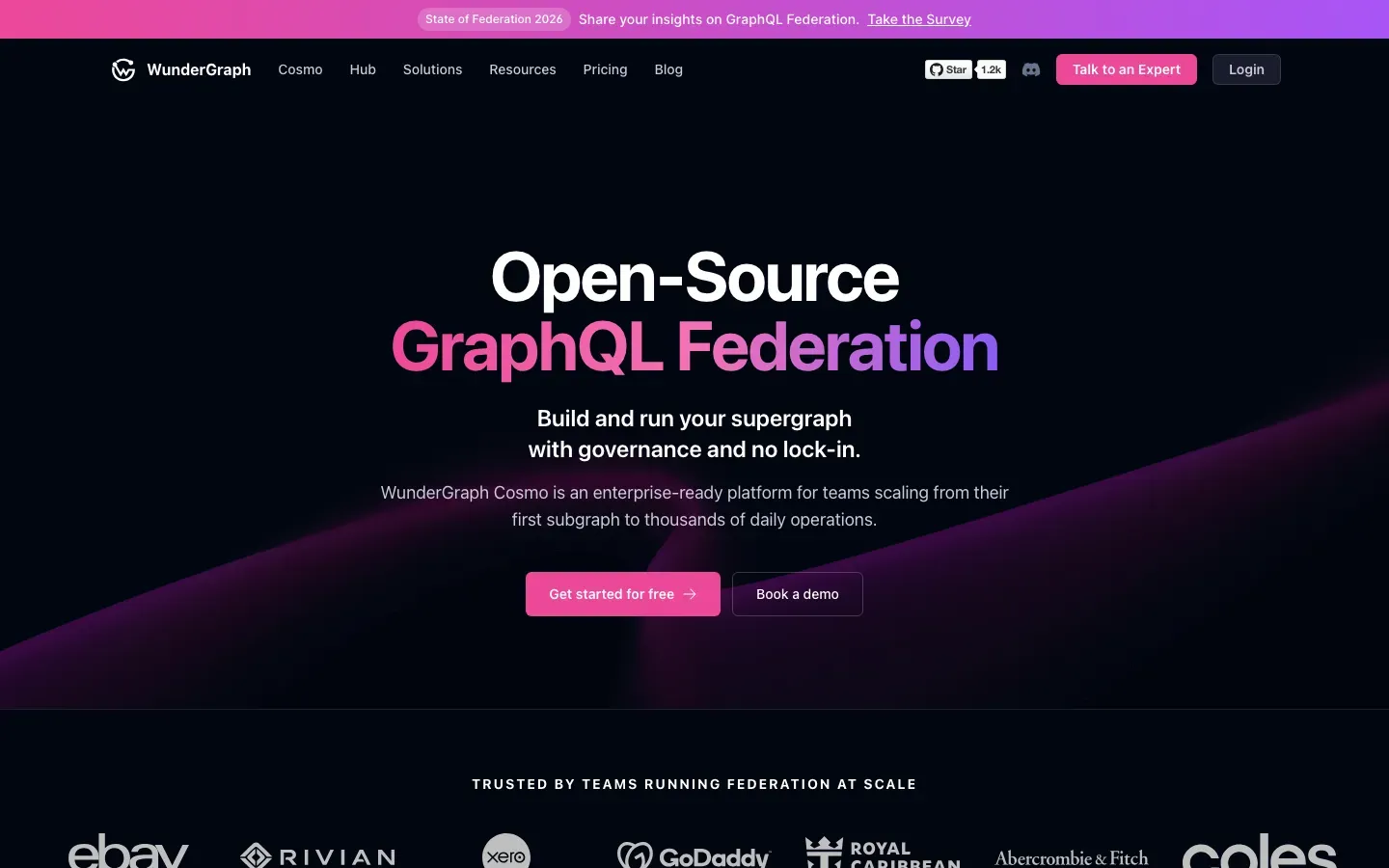 Homepage of WunderGraph