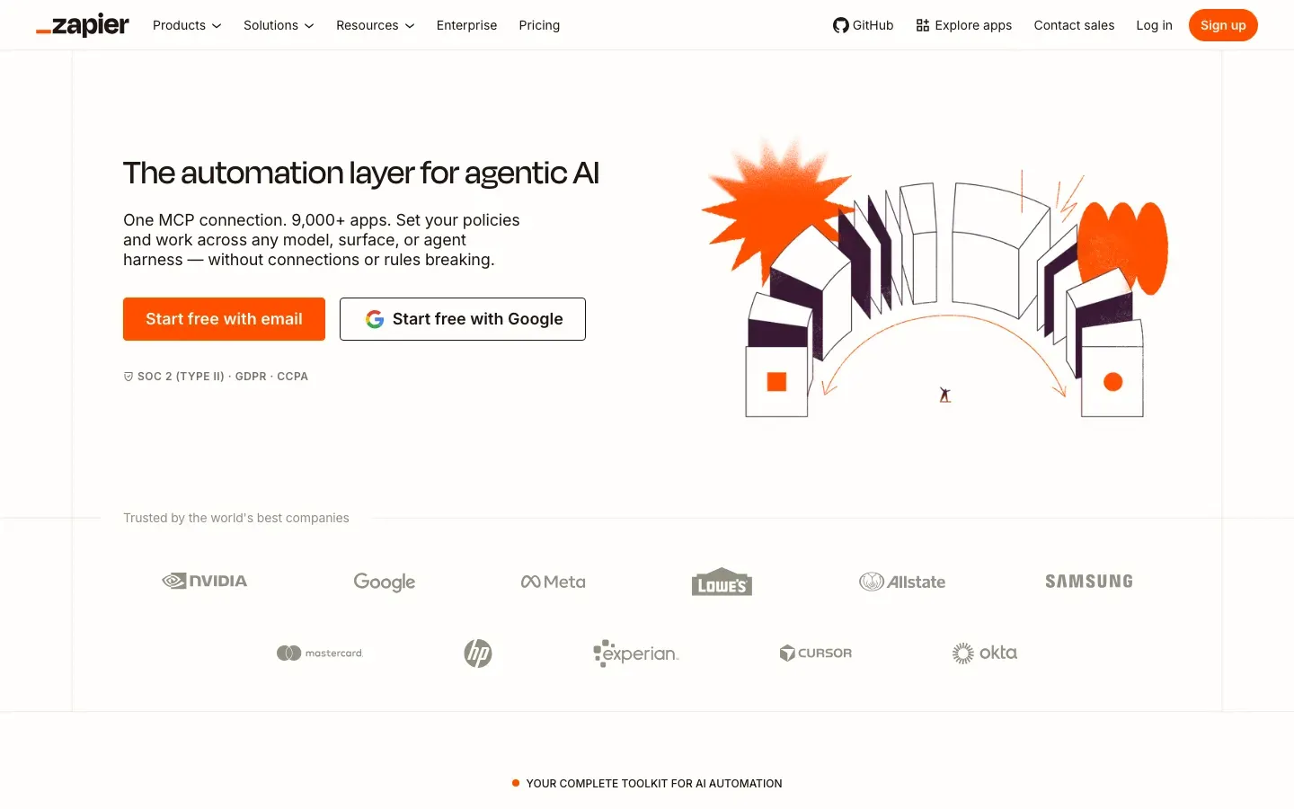Homepage of Zapier