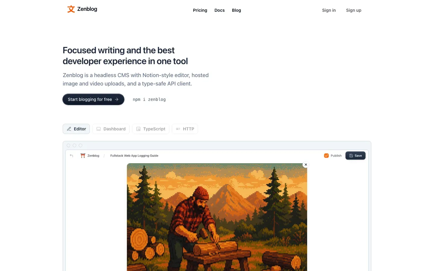 Homepage of Zenblog