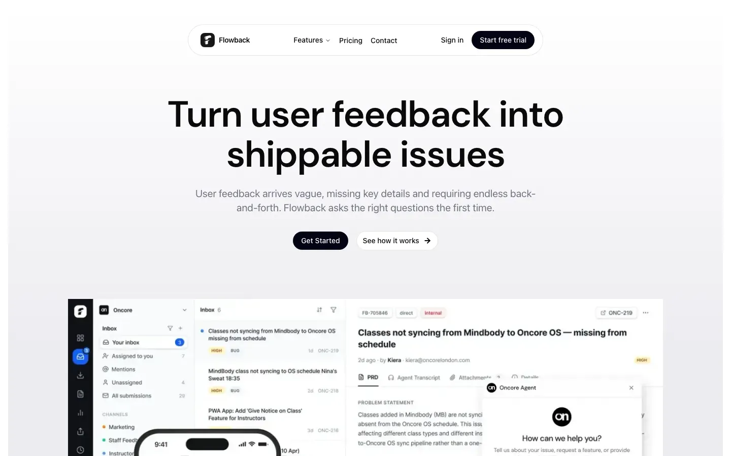 Homepage of Flowback