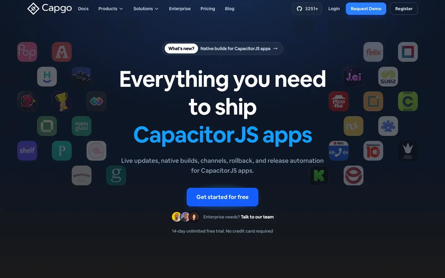 Homepage of Capgo
