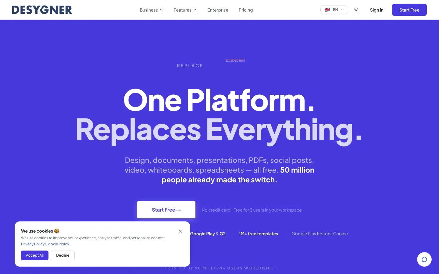 Homepage of Desygner