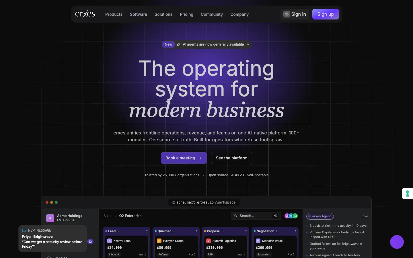Homepage of erxes
