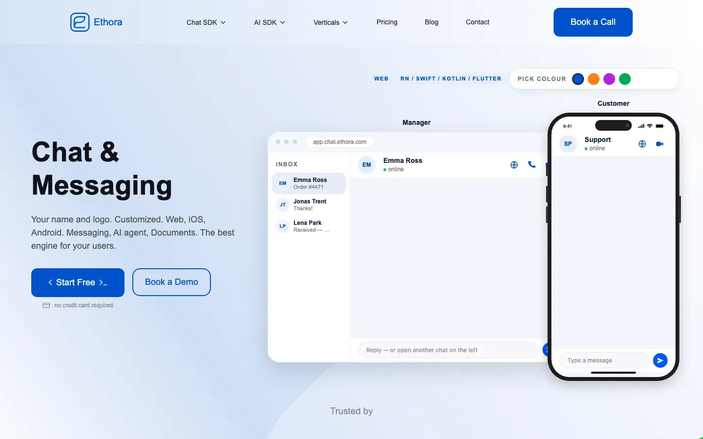 Homepage of Ethora