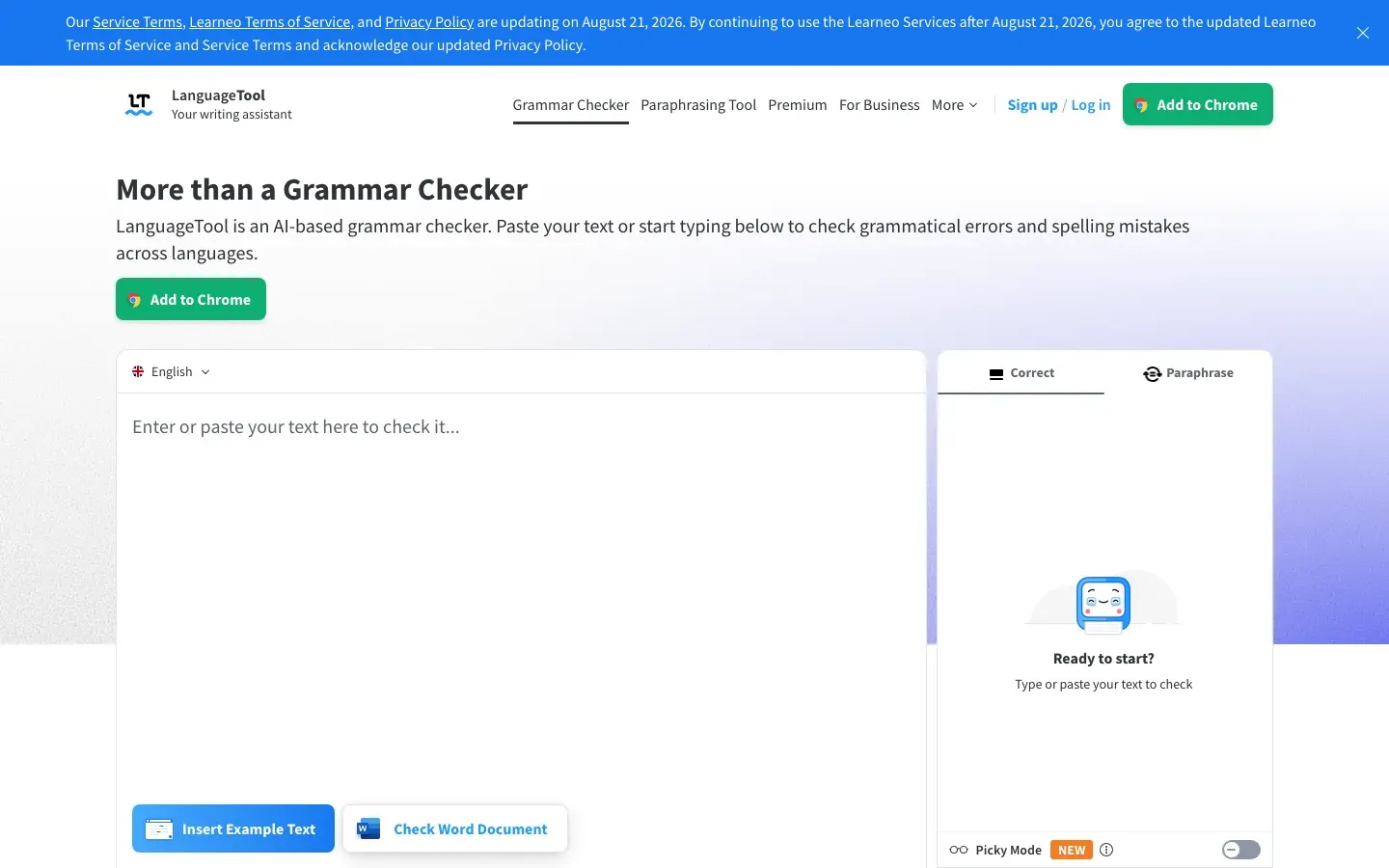 Homepage of LanguageTool