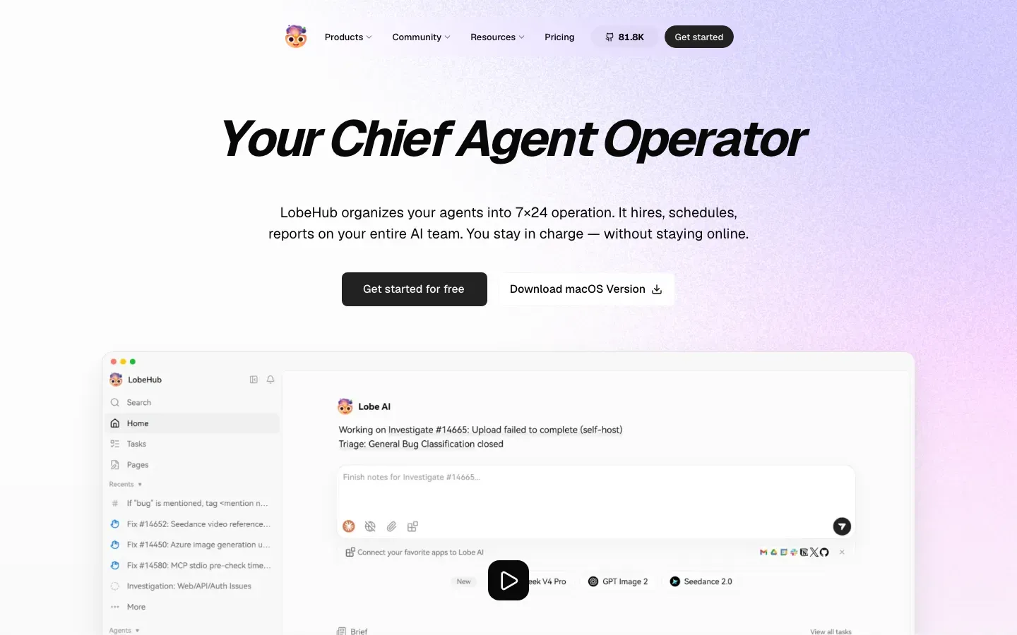 Homepage of LobeHub